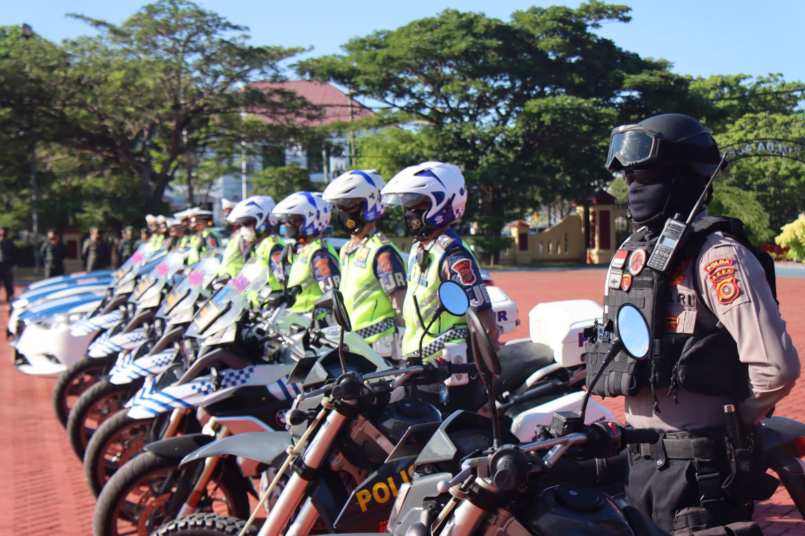 Petugas Saatlantas Saat Apel Operasi Seulawah Operasi 2022, di Mapolda Aceh, Senin (13/6/2022) [Foto/Ist]