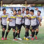 Pemain PSKD Kajhu melakukan selebrasi usai mencetak gol ke gawang Rimueng Meuaneuk FC
