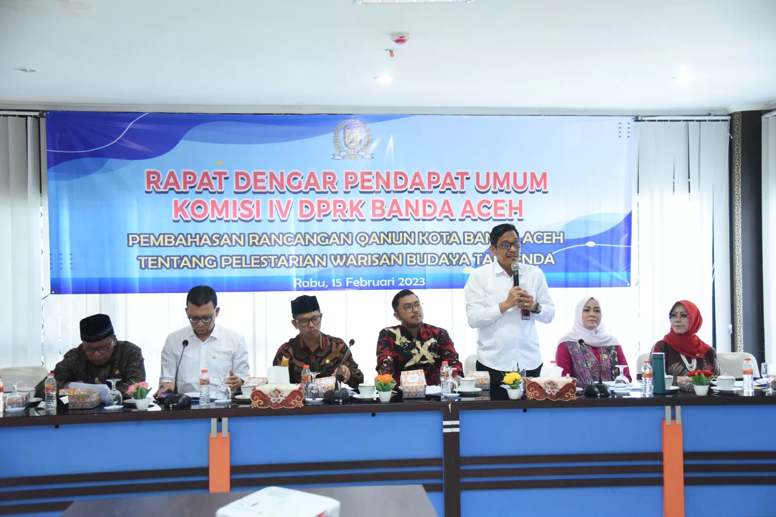 Rapat Dengar Pendapat Umum (RDPU), DPRK Banda Aceh tentang Rancangan Qanun Warisan Budaya Takbenda Tahun 2023. di lantai IV gedung DPRK Banda Aceh