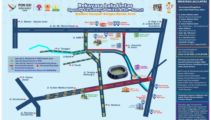 Ditlantas Polda Aceh Siapkan Rekayasa Lalu Lintas untuk Pembukaan PON XXI