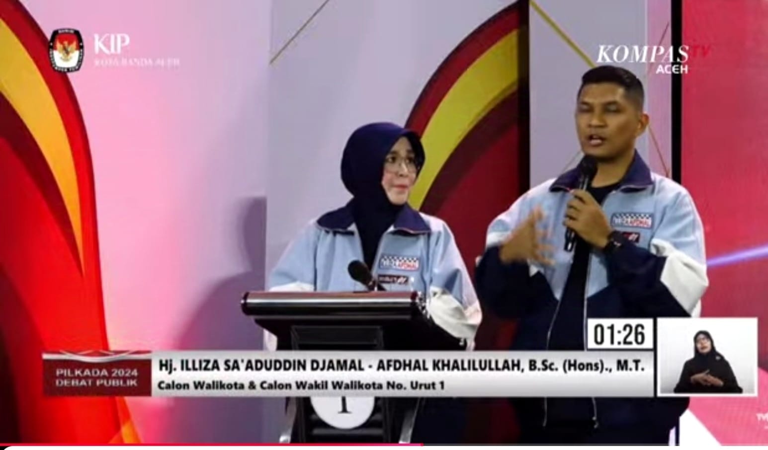 Pasangan calon walikota dan wakil walikota Banda Aceh nomor urut 1 Illiza dan Afdhal,