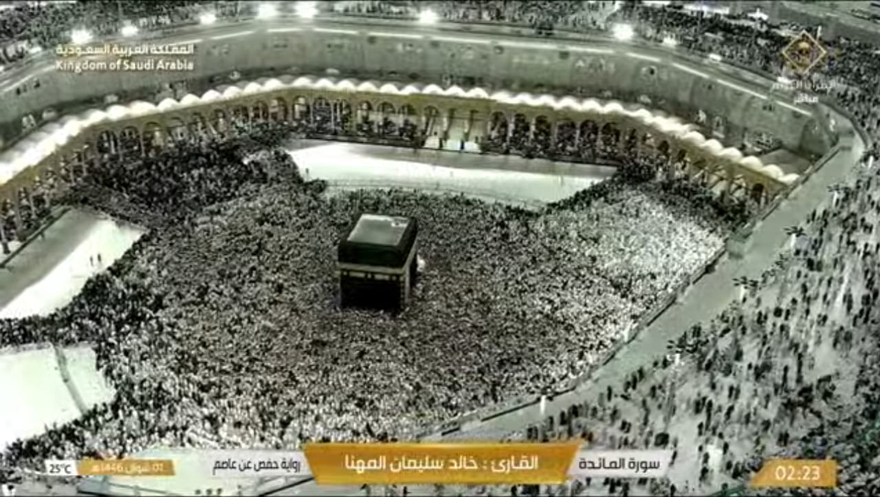 Suasana Takbir Menggema di Masjidil Haram, Arab Saudi mengiringi sambutan Idul Fitri 1446 Hijriah, yang jatuh pada Minggu, 30 Maret 2025.