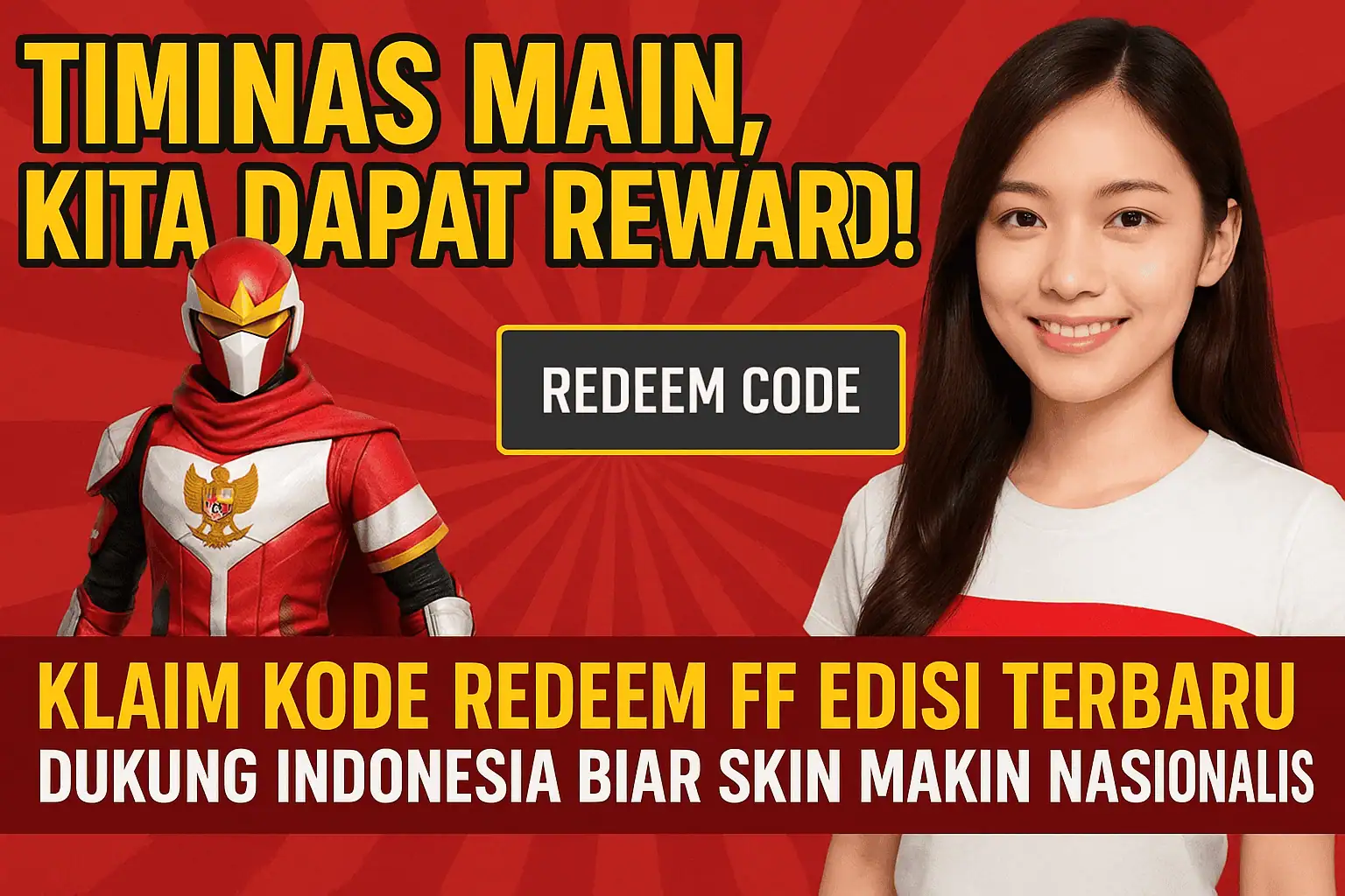 Timnas Main, Kita Dapat Reward! Klaim Kode Redeem FF Edisi Terbaru Dukung Indonesia Biar Skin Makin Nasionalis