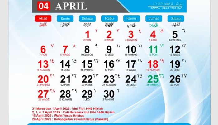 Jumat 18 April 2025: Libur Lagi! Cek Hari Libur Apa Saja yang Bisa Kamu Nikmati?
