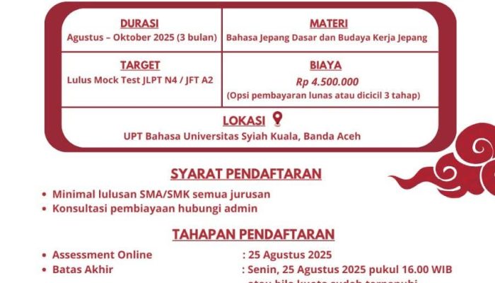 Buka Akses ke Jepang, UPT Bahasa USK Gelar Bootcamp Bahasa Jepang JLPT N4