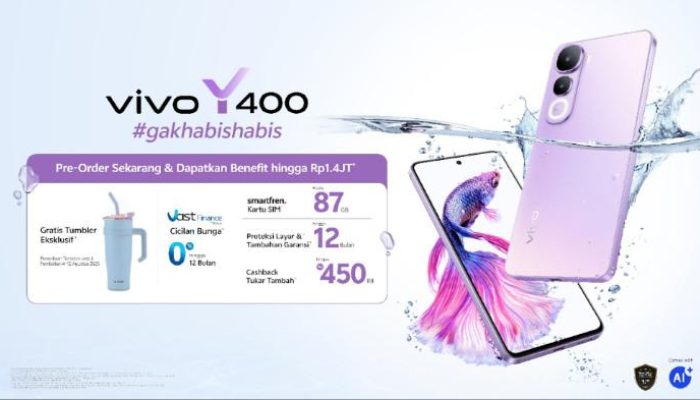 Vivo Y400 Rilis: HP Rp3 Jutaan yang Tahan Air dan Bisa Motret Bawah Laut Hingga 16 Meter, RAM 16 GB dan Baterai 6000 mAh