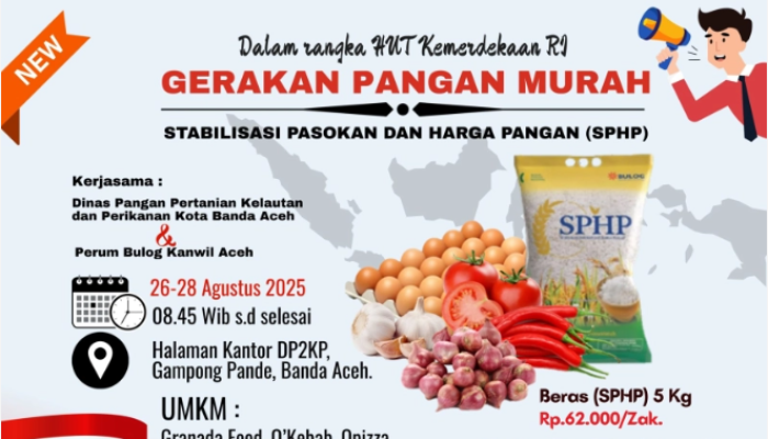 Besok, DP2KP Banda Aceh Gelar Pangan Murah, Beras SPHP Dijual 62 Ribu