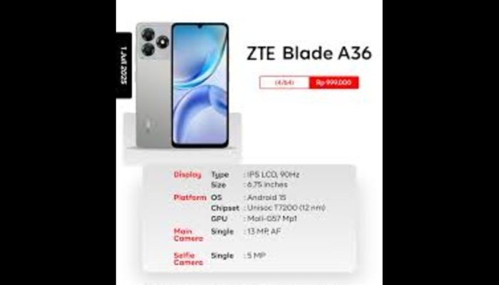 Smartphone Murah ZTE Blade A36 dengan Layar 6,75 Inci