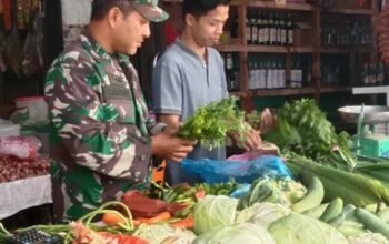 Pastikan Harga Stabil, Serda Muswandi Pantau Pasar Rukoh