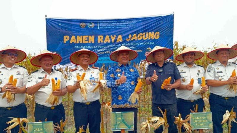 Wakil Bupati Panen Jagung di Lapas Minimum Security Asahan