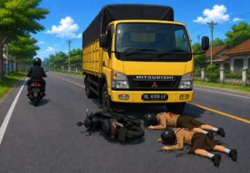 Dua Pelajar Tewas Terlindas Truk Usai Motor Bersenggolan Saat Menyalip