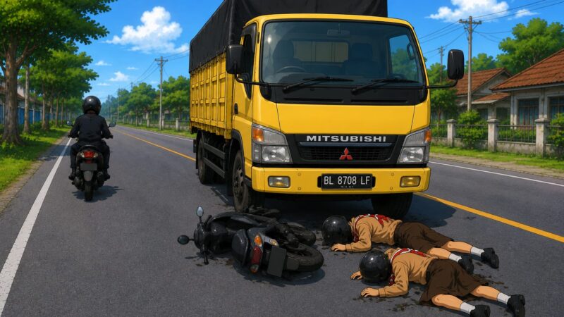 Dua Pelajar Tewas Terlindas Truk Usai Motor Bersenggolan Saat Menyalip