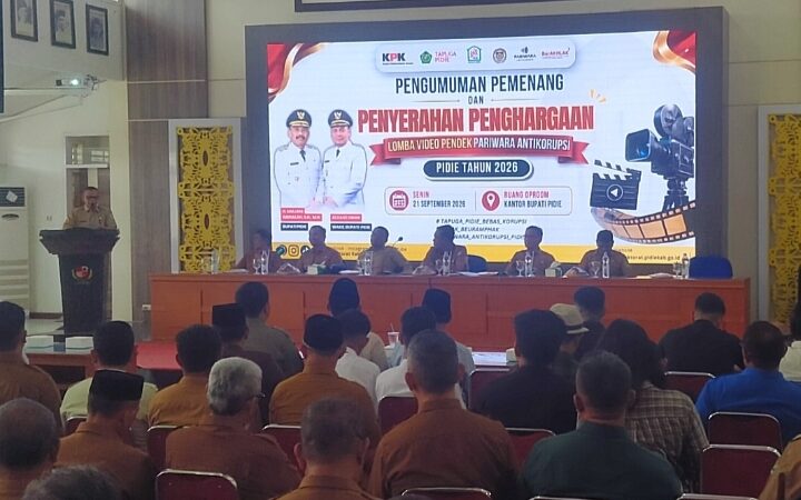 Lomba Vidio Pendek Antikorupsi Juara Favorit diraih Oleh Badan Pengelolaan Keuangan Kabupaten Pidie