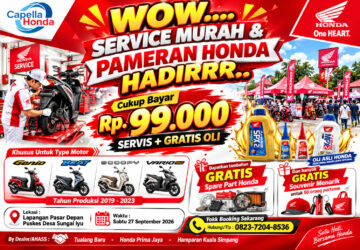 Lusa 26 September! Warga Aceh Tamiang Bisa Servis Honda Cuma Rp99 Ribu + Gratis Oli