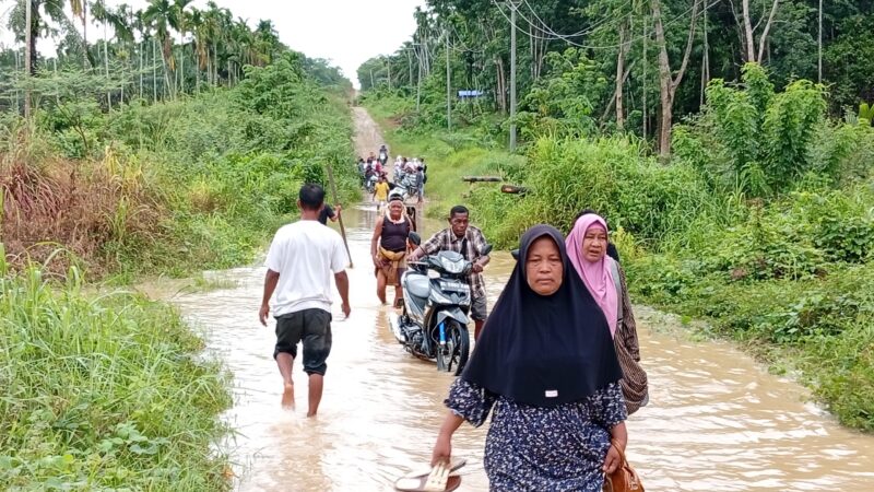Demi Bantuan Hunian, Warga Dusun Bidadari Terjang Genangan